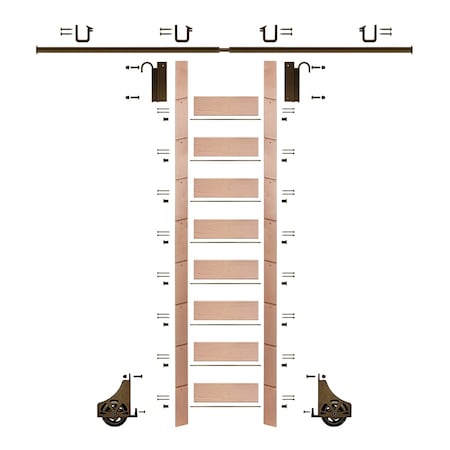 Meadow Lane Ladder 107 in. Pre-Finished Oak Bronze Hook with 8 ft. Rail Kit EG.300-107RO-08.07-PF